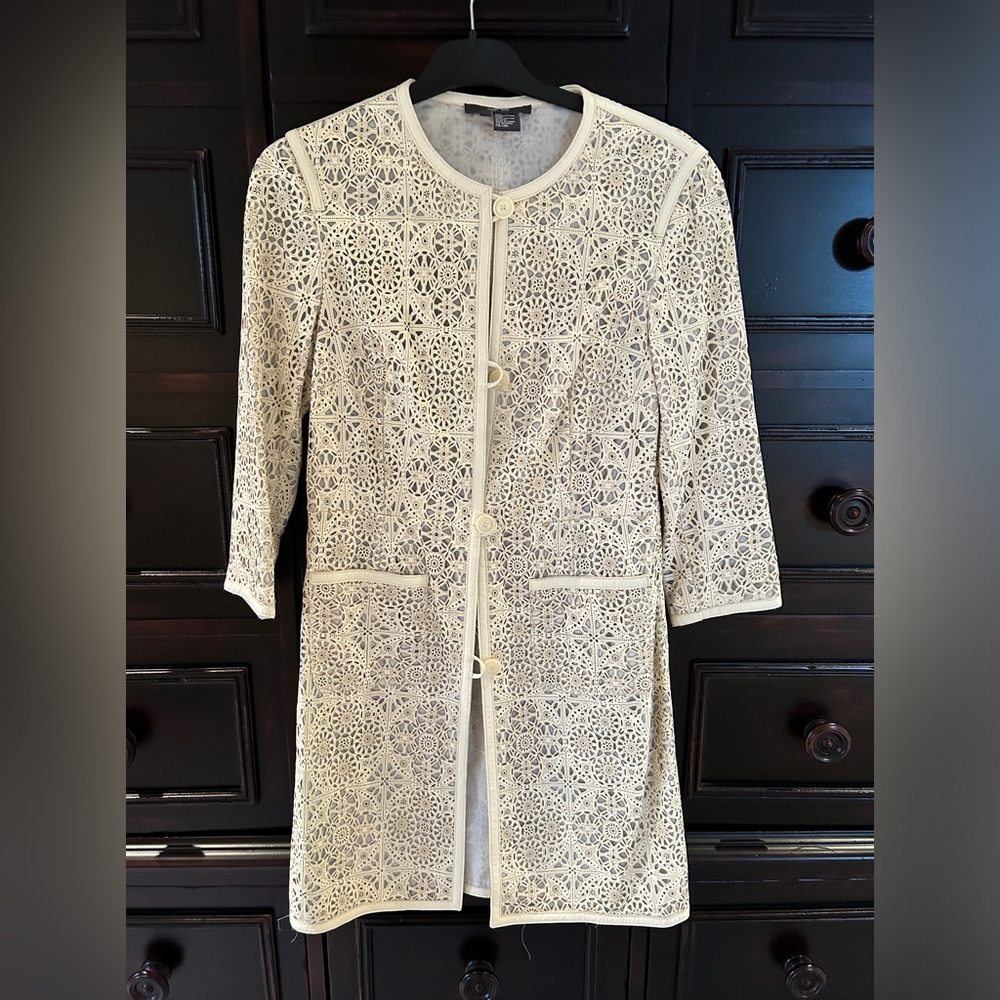 Leather coat cream size 2